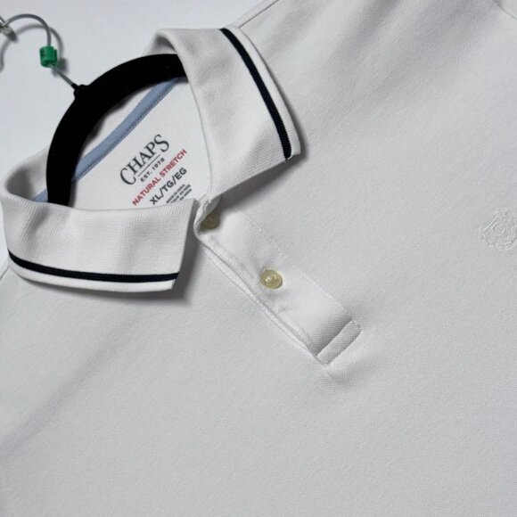 Chaps Other - NEW Chaps Mens White Polo Shirt XL Black Tipped Collar & Sleeves Excellent